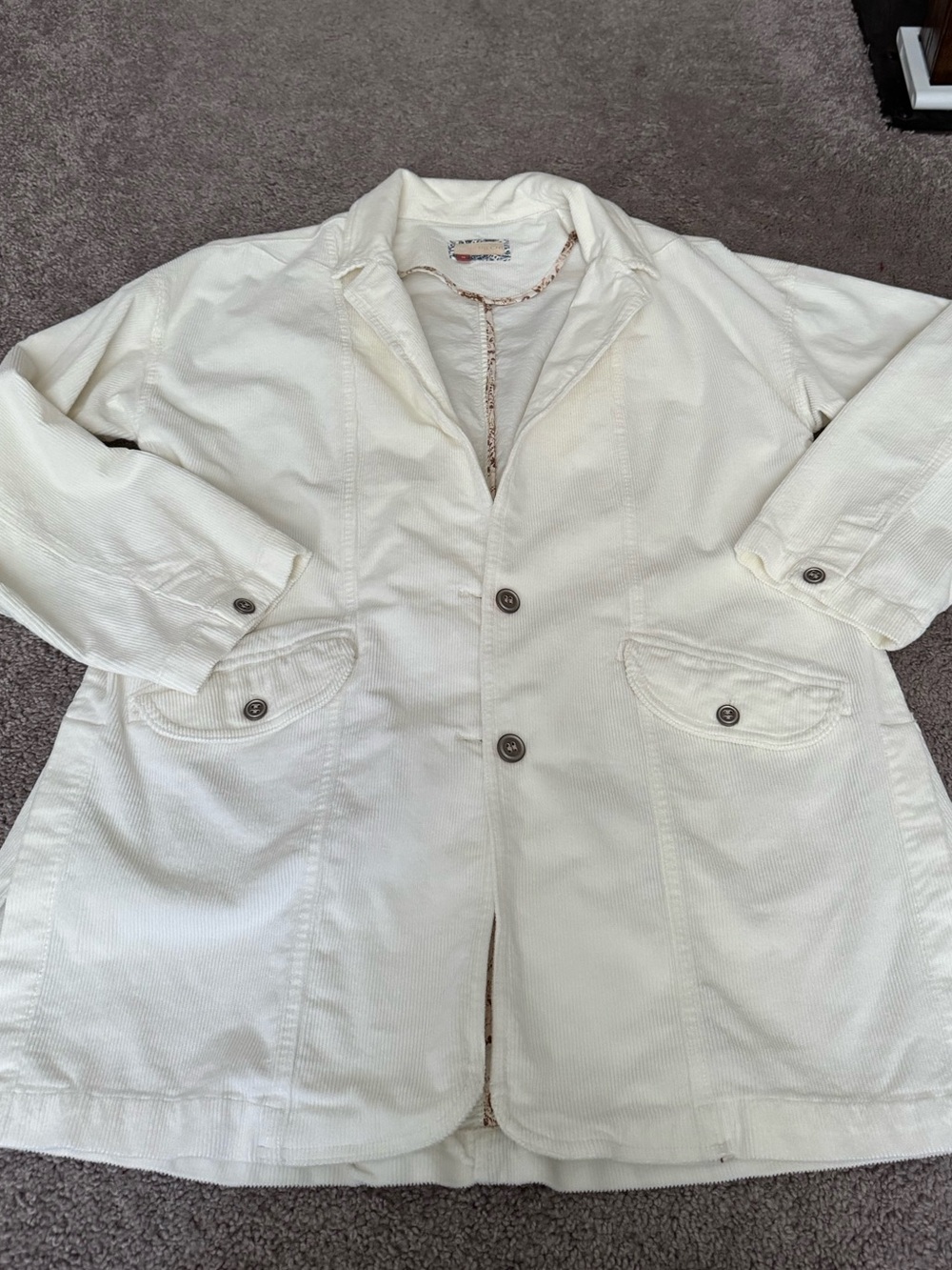 Pilcro Cream Corduroy Blazer Jacket